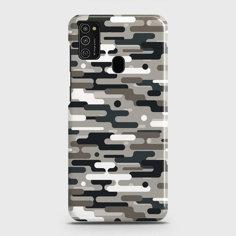 Samsung Galaxy M21 Cover - Camo Series 2 - Black & Olive Design - Matte Finish - Snap On Hard Case with LifeTime Colors Guarantee