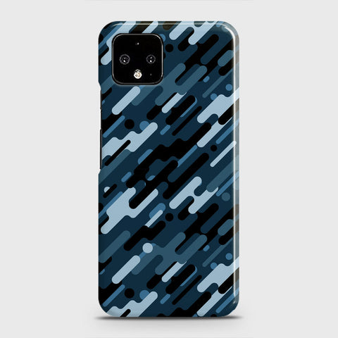 Google Pixel 4 Cover - Camo Series 3 - Black & Blue Design - Matte Finish - Snap On Hard Case with LifeTime Colors Guarantee