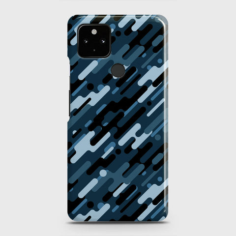 Google Pixel 5 Cover - Camo Series 3 - Black & Blue Design - Matte Finish - Snap On Hard Case with LifeTime Colors Guarantee
