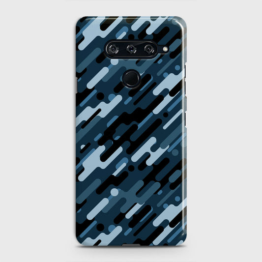 LG V40 ThinQ Cover - Camo Series 3 - Black & Blue Design - Matte Finish - Snap On Hard Case with LifeTime Colors Guarantee