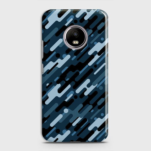 Motorola E4 Cover - Camo Series 3 - Black & Blue Design - Matte Finish - Snap On Hard Case with LifeTime Colors Guarantee