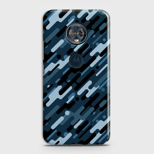 Motorola E5 Plus Cover - Camo Series 3 - Black & Blue Design - Matte Finish - Snap On Hard Case with LifeTime Colors Guarantee