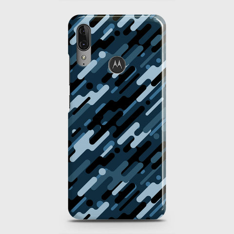 Motorola Moto E6 Plus Cover - Camo Series 3 - Black & Blue Design - Matte Finish - Snap On Hard Case with LifeTime Colors Guarantee