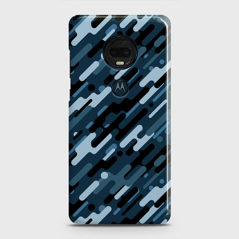 Motorola Moto G7 Plus Cover - Camo Series 3 - Black & Blue Design - Matte Finish - Snap On Hard Case with LifeTime Colors Guarantee