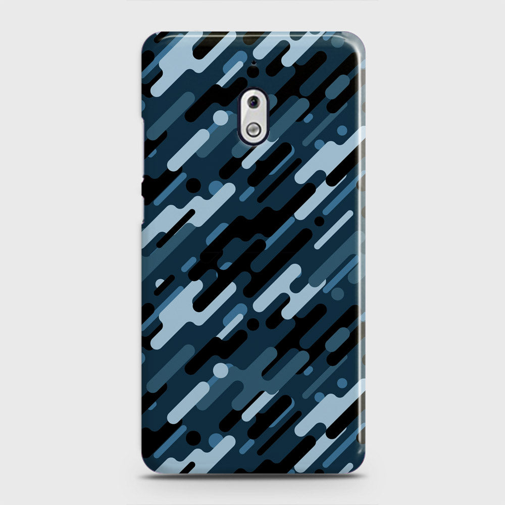 Nokia 2.1 Cover - Camo Series 3 - Black & Blue Design - Matte Finish - Snap On Hard Case with LifeTime Colors Guarantee