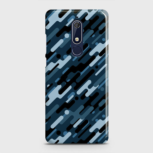 Nokia 5.1 Cover - Camo Series 3 - Black & Blue Design - Matte Finish - Snap On Hard Case with LifeTime Colors Guarantee