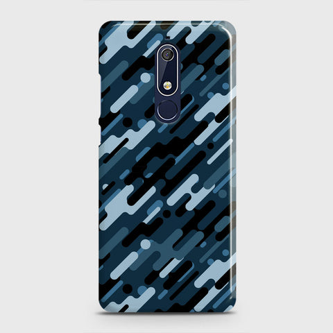 Nokia 5.1 Cover - Camo Series 3 - Black & Blue Design - Matte Finish - Snap On Hard Case with LifeTime Colors Guarantee