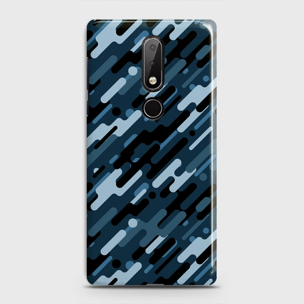 Nokia 6.1 Plus Cover - Camo Series 3 - Black & Blue Design - Matte Finish - Snap On Hard Case with LifeTime Colors Guarantee