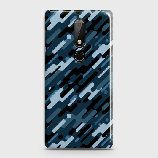 Nokia 6.1 Plus Cover - Camo Series 3 - Black & Blue Design - Matte Finish - Snap On Hard Case with LifeTime Colors Guarantee