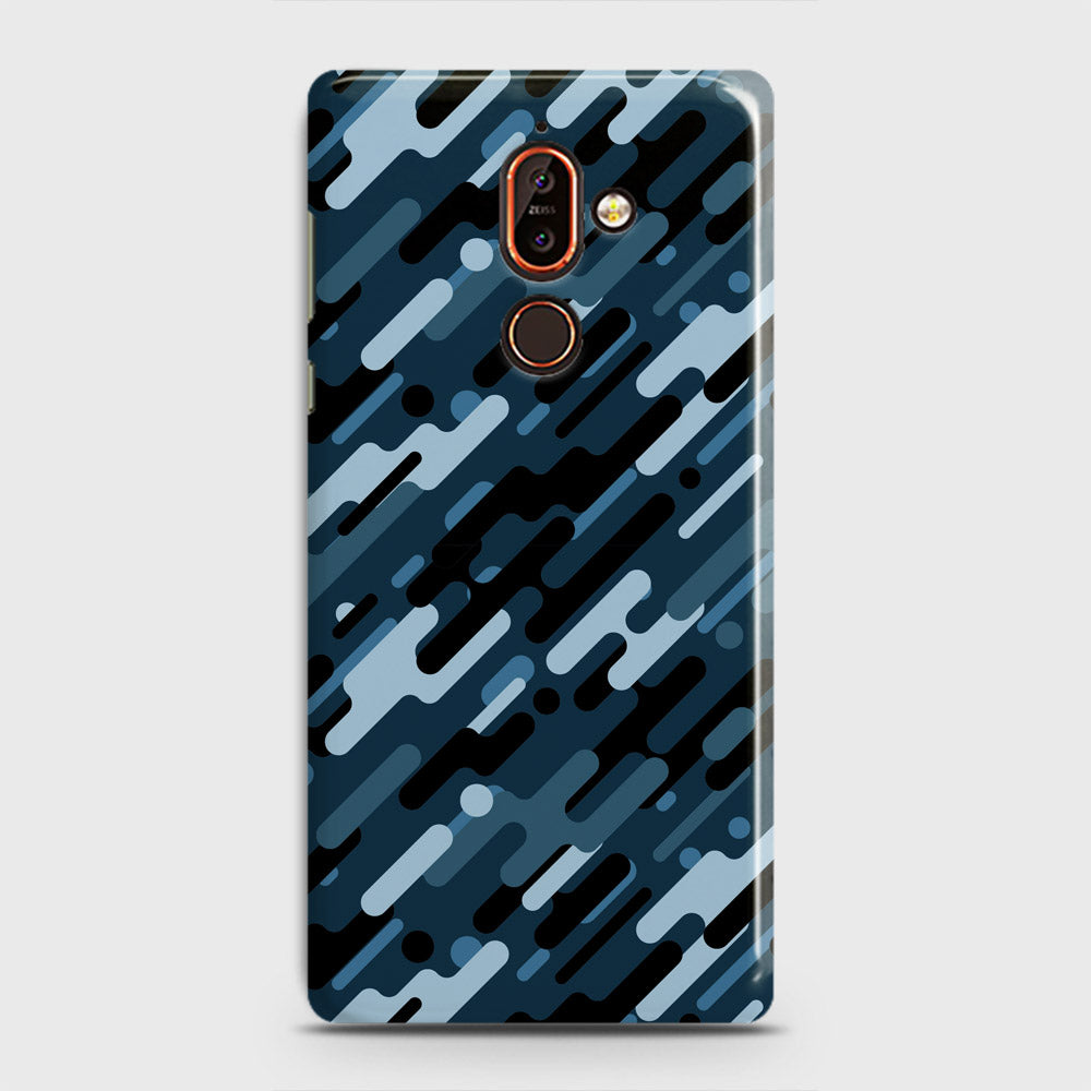 Nokia 7 Plus Cover - Camo Series 3 - Black & Blue Design - Matte Finish - Snap On Hard Case with LifeTime Colors Guarantee