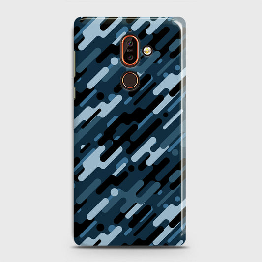 Nokia 7 Plus Cover - Camo Series 3 - Black & Blue Design - Matte Finish - Snap On Hard Case with LifeTime Colors Guarantee