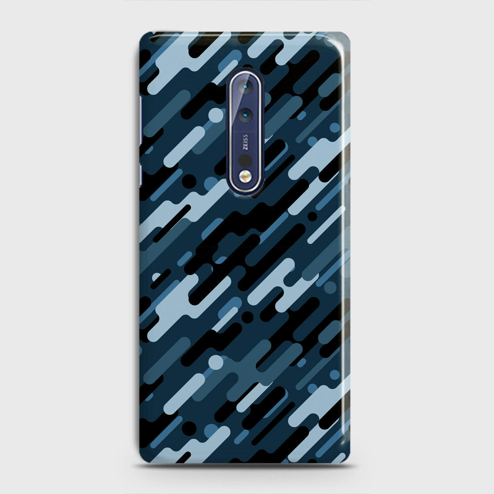 Nokia 8 Cover - Camo Series 3 - Black & Blue Design - Matte Finish - Snap On Hard Case with LifeTime Colors Guarantee