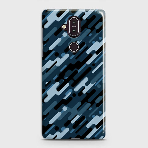 Nokia 8.1 Cover - Camo Series 3 - Black & Blue Design - Matte Finish - Snap On Hard Case with LifeTime Colors Guarantee