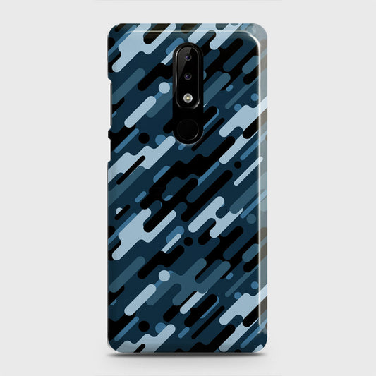Nokia 5.1 Plus / Nokia X5  Cover - Camo Series 3 - Black & Blue Design - Matte Finish - Snap On Hard Case with LifeTime Colors Guarantee