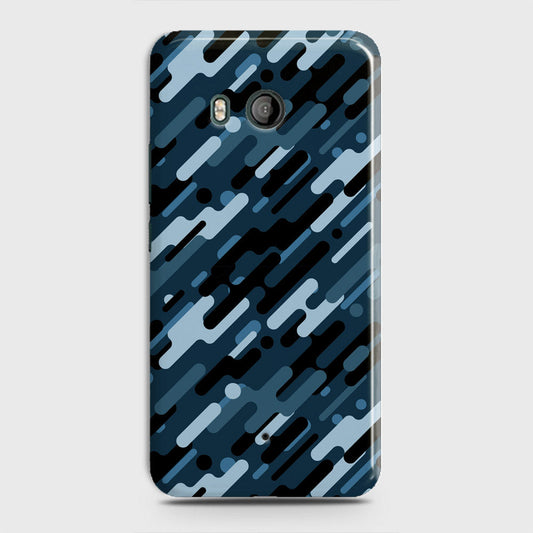 HTC U11  Cover - Camo Series 3 - Black & Blue Design - Matte Finish - Snap On Hard Case with LifeTime Colors Guarantee