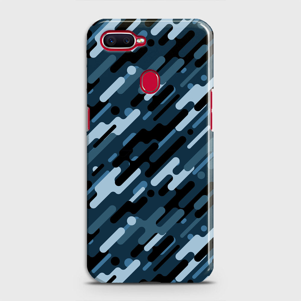 Oppo A7 Cover - Camo Series 3 - Black & Blue Design - Matte Finish - Snap On Hard Case with LifeTime Colors Guarantee