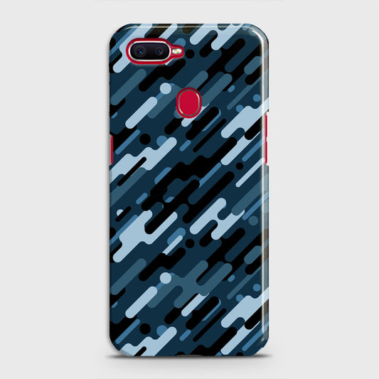 Oppo A7 Cover - Camo Series 3 - Black & Blue Design - Matte Finish - Snap On Hard Case with LifeTime Colors Guarantee