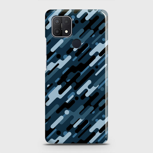 Oppo A15 Cover - Camo Series 3 - Black & Blue Design - Matte Finish - Snap On Hard Case with LifeTime Colors Guarantee