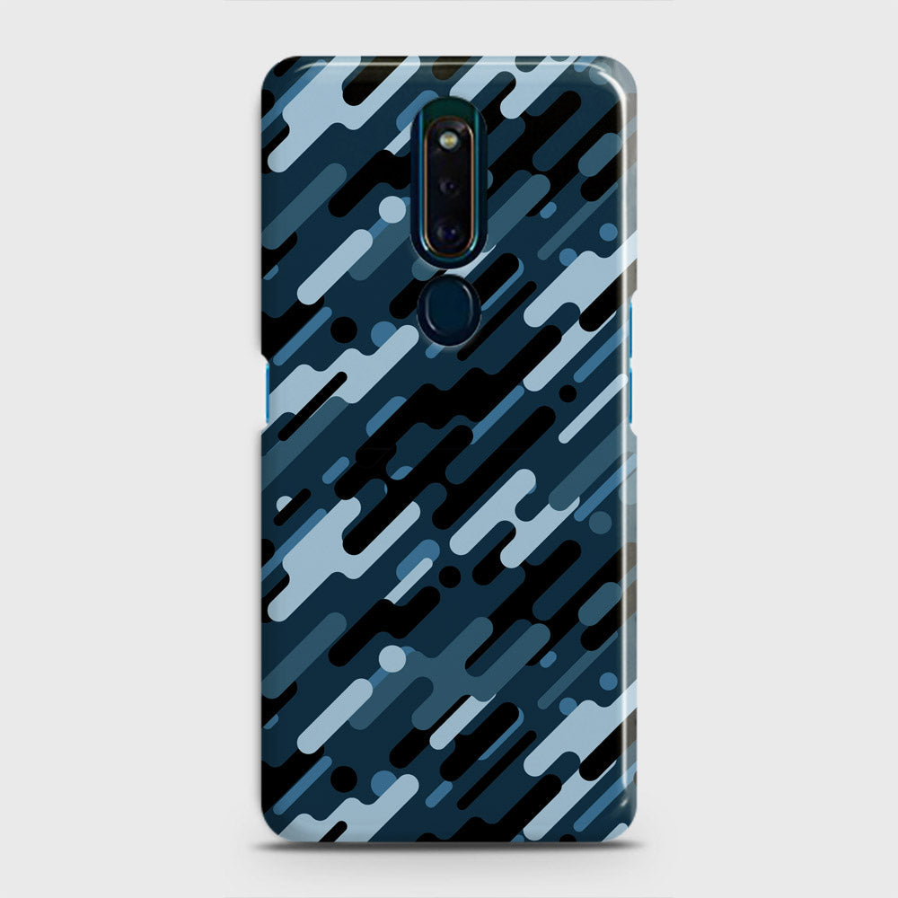 Oppo F11 Pro Cover - Camo Series 3 - Black & Blue Design - Matte Finish - Snap On Hard Case with LifeTime Colors Guarantee