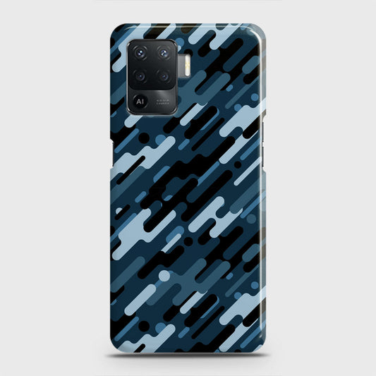 Oppo F19 Pro Cover - Camo Series 3 - Black & Blue Design - Matte Finish - Snap On Hard Case with LifeTime Colors Guarantee