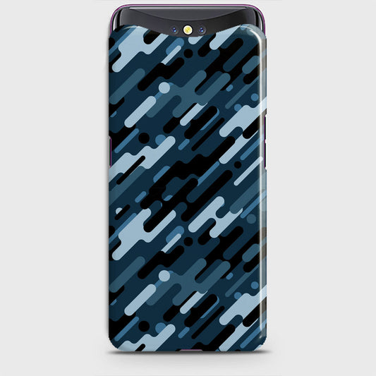 Oppo Find X Cover - Camo Series 3 - Black & Blue Design - Matte Finish - Snap On Hard Case with LifeTime Colors Guarantee