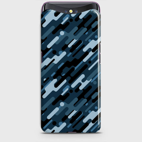 Oppo Find X Cover - Camo Series 3 - Black & Blue Design - Matte Finish - Snap On Hard Case with LifeTime Colors Guarantee