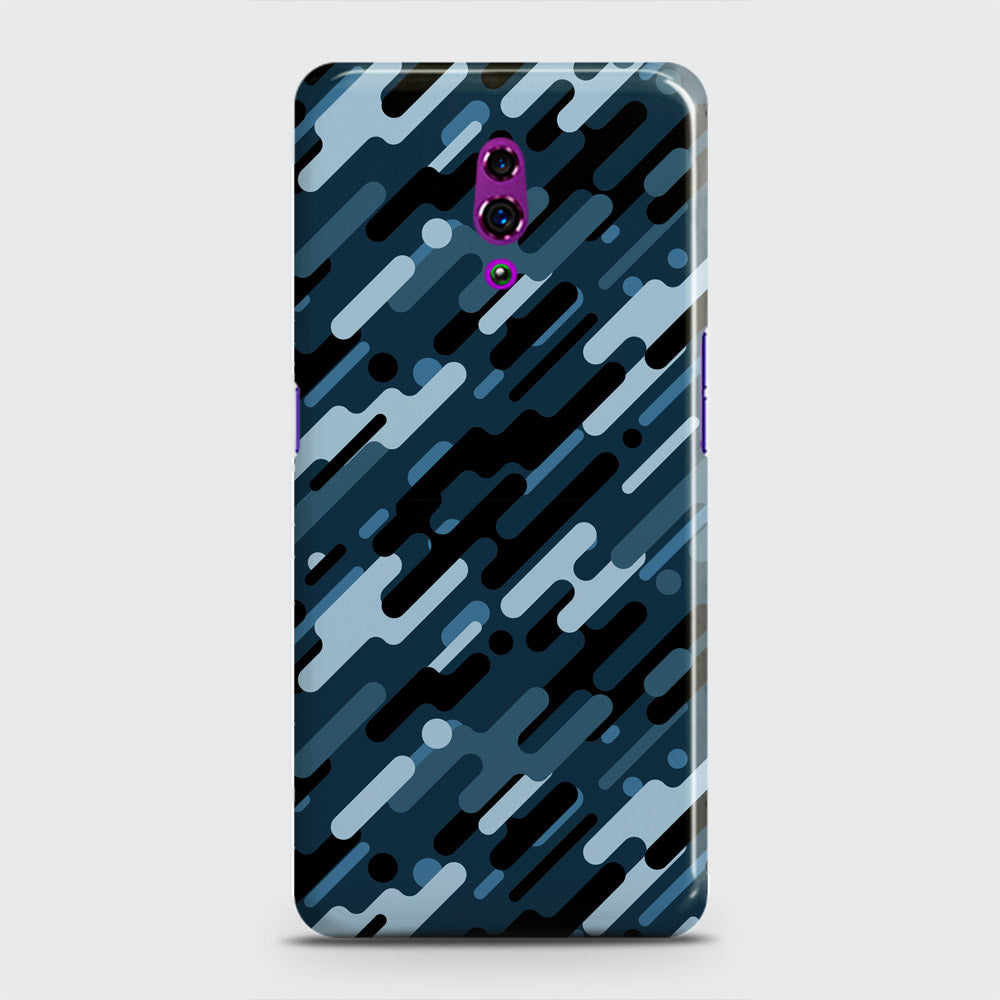 Oppo Reno Cover - Camo Series 3 - Black & Blue Design - Matte Finish - Snap On Hard Case with LifeTime Colors Guarantee