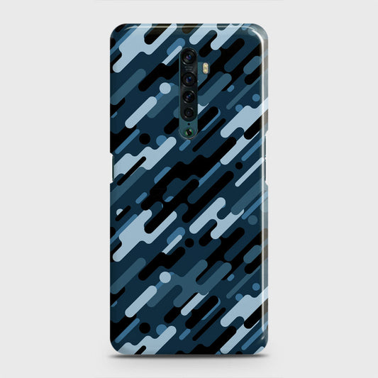 Oppo Reno 2 Cover - Camo Series 3 - Black & Blue Design - Matte Finish - Snap On Hard Case with LifeTime Colors Guarantee