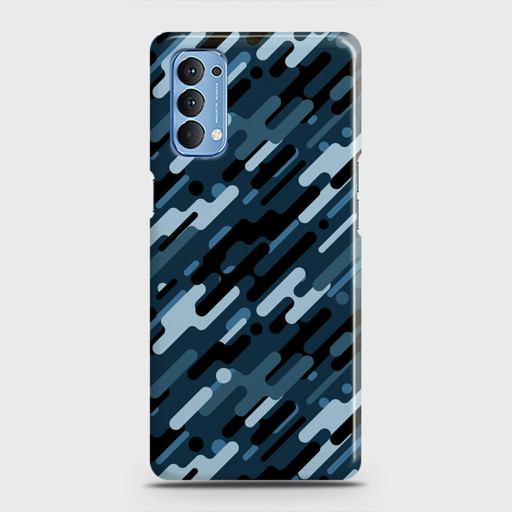 Oppo Reno 4 4G Cover - Camo Series 3 - Black & Blue Design - Matte Finish - Snap On Hard Case with LifeTime Colors Guarantee