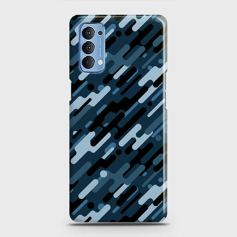 Oppo Reno 4 4G Cover - Camo Series 3 - Black & Blue Design - Matte Finish - Snap On Hard Case with LifeTime Colors Guarantee