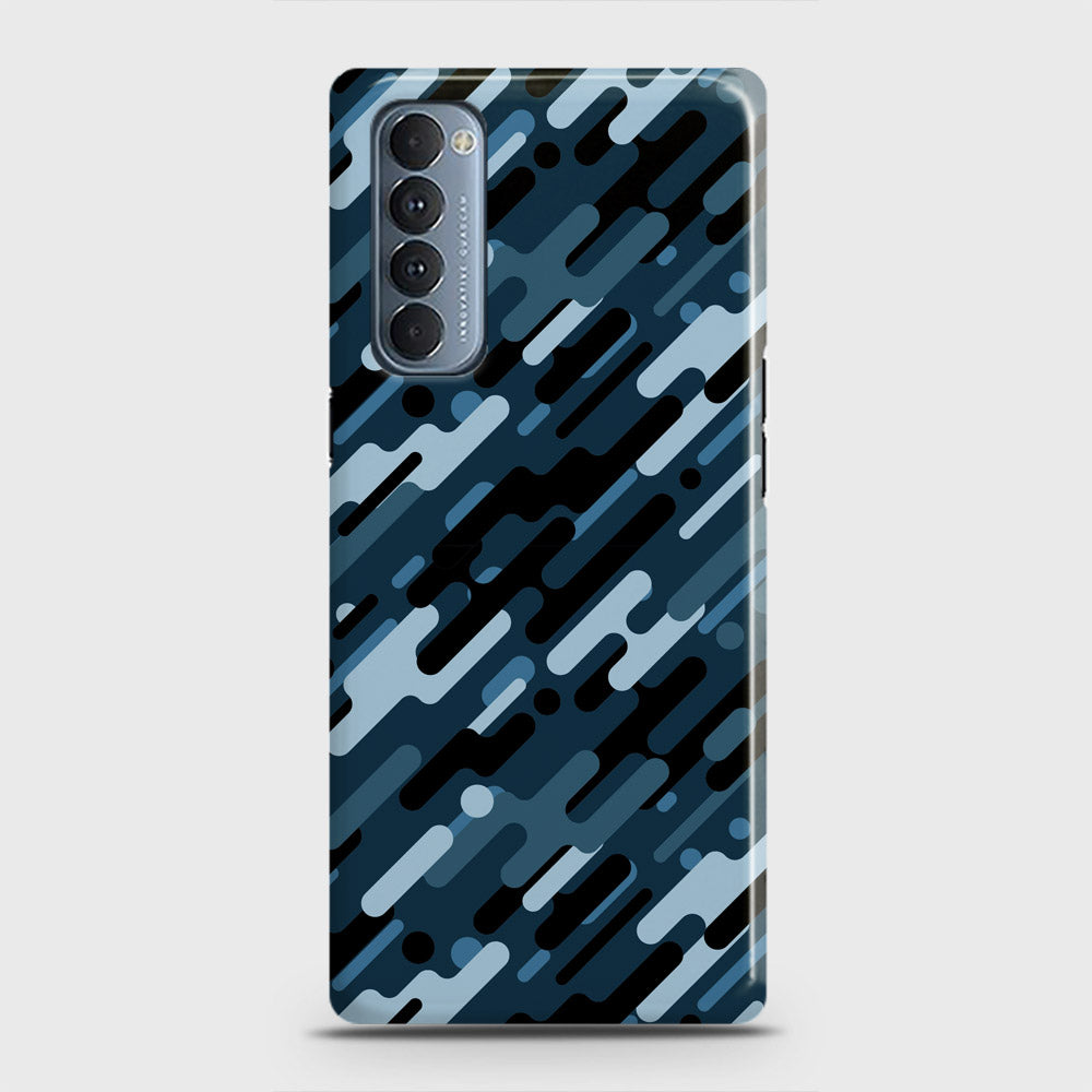 Oppo Reno 4 Pro 4G Cover - Camo Series 3 - Black & Blue Design - Matte Finish - Snap On Hard Case with LifeTime Colors Guarantee
