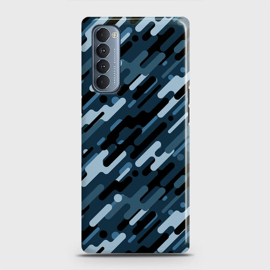Oppo Reno 4 Pro 4G Cover - Camo Series 3 - Black & Blue Design - Matte Finish - Snap On Hard Case with LifeTime Colors Guarantee