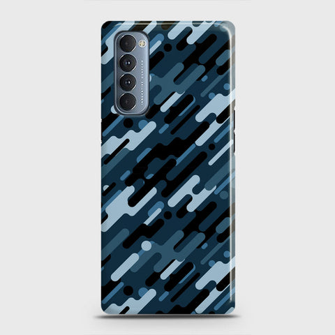 Oppo Reno 4 Pro 4G Cover - Camo Series 3 - Black & Blue Design - Matte Finish - Snap On Hard Case with LifeTime Colors Guarantee