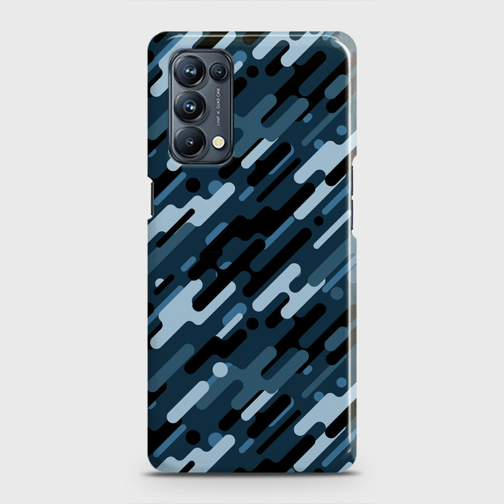 Oppo Reno 5 4G Cover - Camo Series 3 - Black & Blue Design - Matte Finish - Snap On Hard Case with LifeTime Colors Guarantee