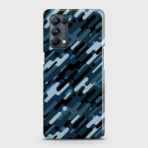 Oppo Reno 5 4G Cover - Camo Series 3 - Black & Blue Design - Matte Finish - Snap On Hard Case with LifeTime Colors Guarantee