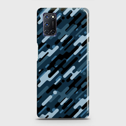 Oppo A92 Cover - Camo Series 3 - Black & Blue Design - Matte Finish - Snap On Hard Case with LifeTime Colors Guarantee