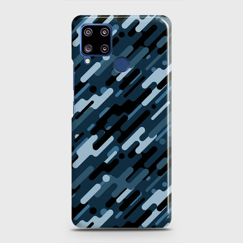 Realme C15 Cover - Camo Series 3 - Black & Blue Design - Matte Finish - Snap On Hard Case with LifeTime Colors Guarantee