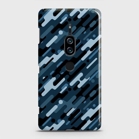 Sony Xperia XZ2 Premium Cover - Camo Series 3 - Black & Blue Design - Matte Finish - Snap On Hard Case with LifeTime Colors Guarantee