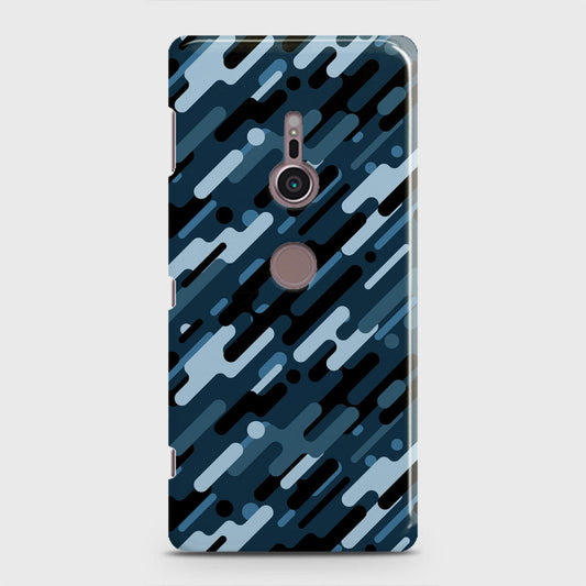Sony Xperia XZ2 Cover - Camo Series 3 - Black & Blue Design - Matte Finish - Snap On Hard Case with LifeTime Colors Guarantee