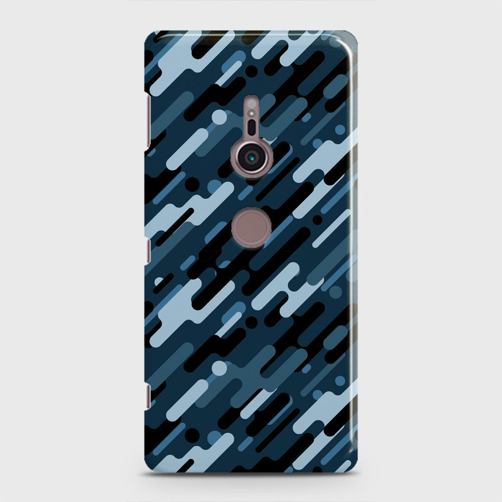 Sony Xperia XZ3 Cover - Camo Series 3 - Black & Blue Design - Matte Finish - Snap On Hard Case with LifeTime Colors Guarantee