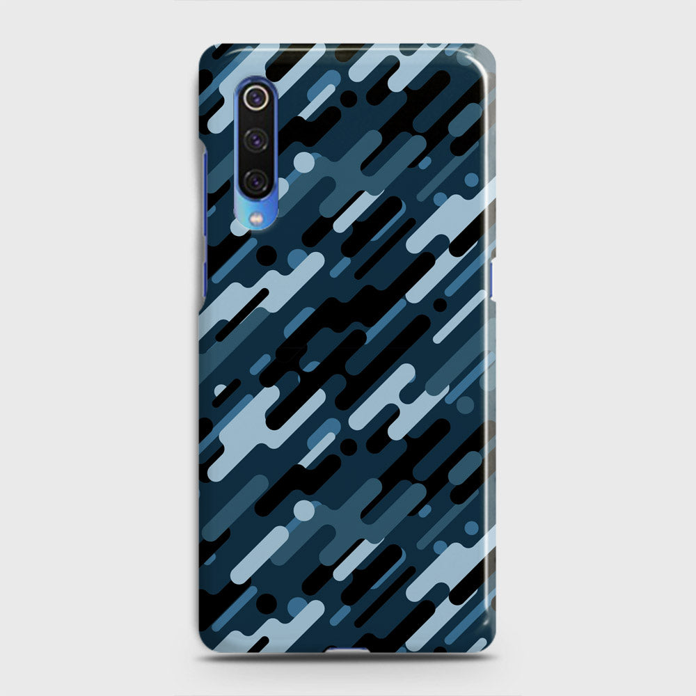 Xiaomi Mi 9 Cover - Camo Series 3 - Black & Blue Design - Matte Finish - Snap On Hard Case with LifeTime Colors Guarantee