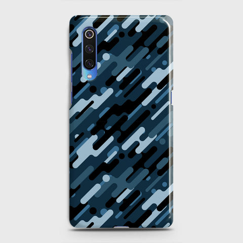 Xiaomi Mi 9 Cover - Camo Series 3 - Black & Blue Design - Matte Finish - Snap On Hard Case with LifeTime Colors Guarantee
