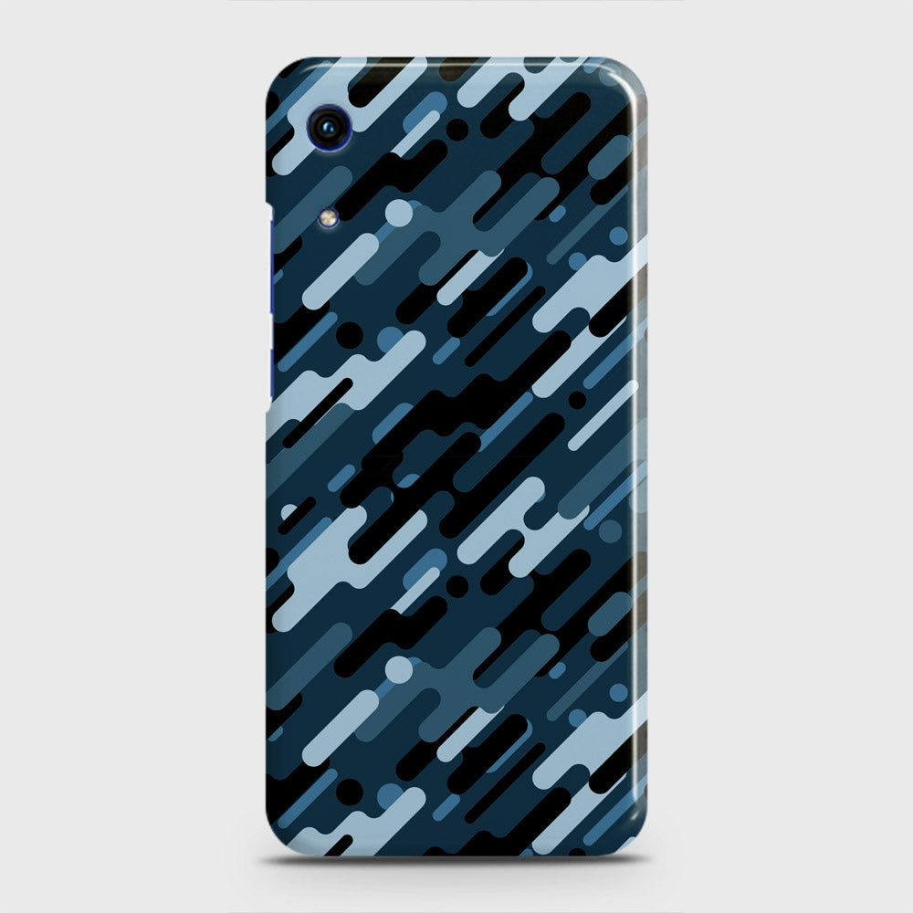 Honor 8A Without Sensor Cut Cover - Camo Series 3 - Black & Blue Design - Matte Finish - Snap On Hard Case with LifeTime Colors Guarantee