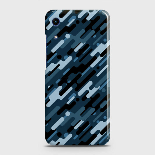 Honor 8A Without Sensor Cut Cover - Camo Series 3 - Black & Blue Design - Matte Finish - Snap On Hard Case with LifeTime Colors Guarantee