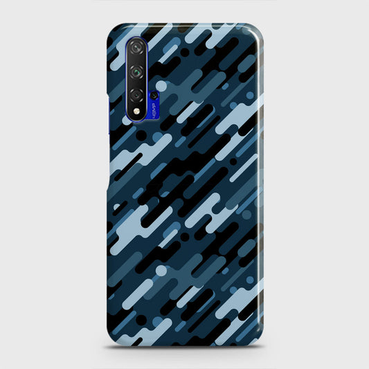 Honor 20 Cover - Camo Series 3 - Black & Blue Design - Matte Finish - Snap On Hard Case with LifeTime Colors Guarantee