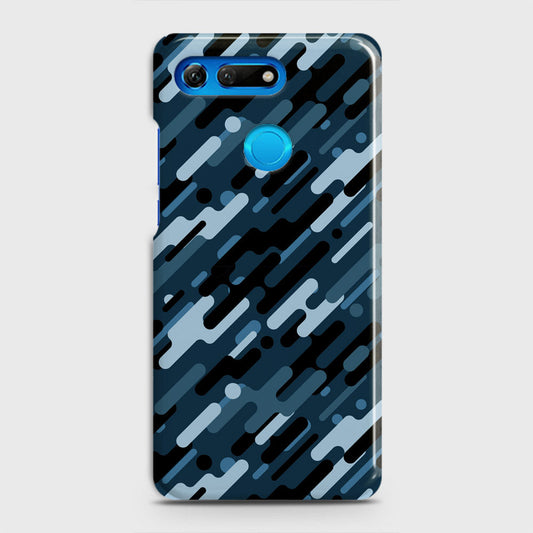 Huawei Honor View 20 Cover - Camo Series 3 - Black & Blue Design - Matte Finish - Snap On Hard Case with LifeTime Colors Guarantee