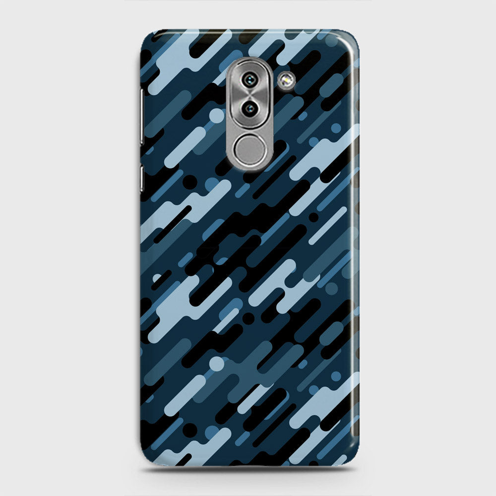 Huawei Honor 6X Cover - Camo Series 3 - Black & Blue Design - Matte Finish - Snap On Hard Case with LifeTime Colors Guarantee