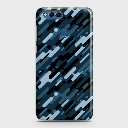 Huawei Honor 7X Cover - Camo Series 3 - Black & Blue Design - Matte Finish - Snap On Hard Case with LifeTime Colors Guarantee