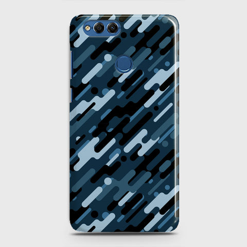 Huawei Honor 7X Cover - Camo Series 3 - Black & Blue Design - Matte Finish - Snap On Hard Case with LifeTime Colors Guarantee