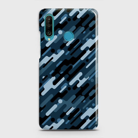 Huawei P30 lite Cover - Camo Series 3 - Black & Blue Design - Matte Finish - Snap On Hard Case with LifeTime Colors Guarantee